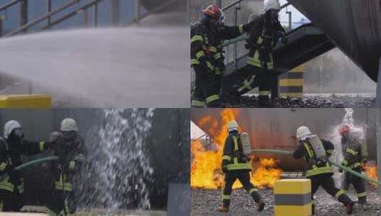 消防员在空军基地灭火高清在线视频素材下载