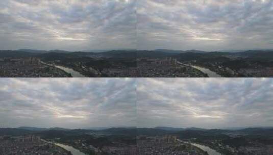 航拍城市蓝天白云天际线高清在线视频素材下载