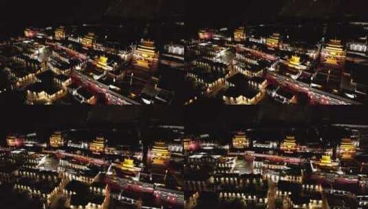 航拍日喀则扎什伦布寺夜景高清在线视频素材下载