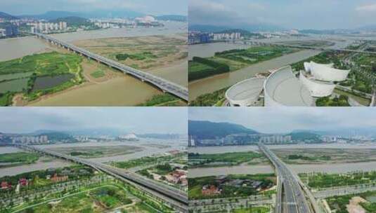福建福州三江口大桥航拍合集高清在线视频素材下载