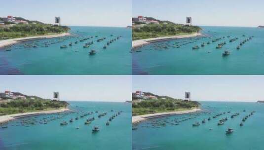 威海海滨正准备出发的渔船渔船高清在线视频素材下载