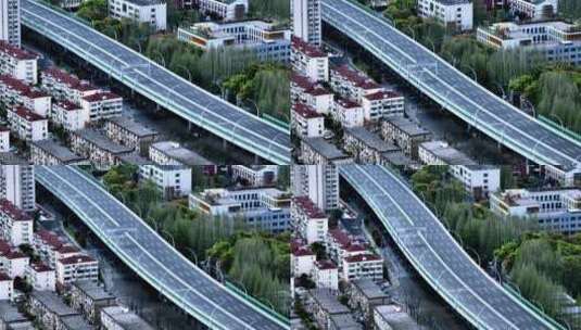 上海疫情_空荡的高架桥近景航拍2高清在线视频素材下载
