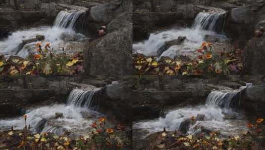 山区秋季山谷山涧叠瀑常规视频高清在线视频素材下载