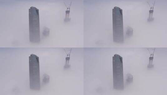 青岛海天平流雾 城市航拍 云高清在线视频素材下载