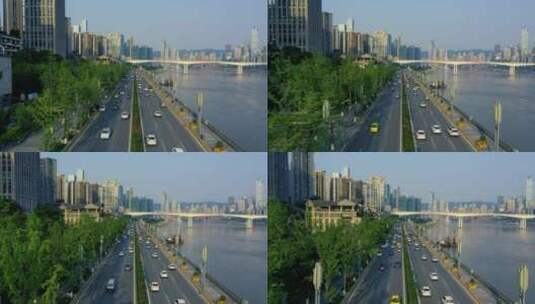 重庆江北北滨路实拍画面01高清在线视频素材下载
