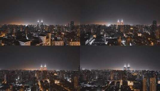 上海浦西普陀区夜景延时航拍高清在线视频素材下载