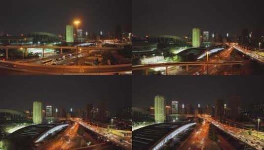 漕溪北路高架夜景高清在线视频素材下载