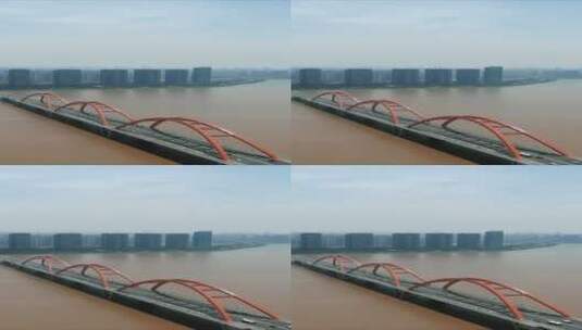 航拍湖南长沙湘江福元路大桥高清在线视频素材下载