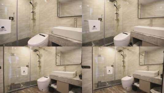 酒店环境 标准间 大床房 浴室高清在线视频素材下载