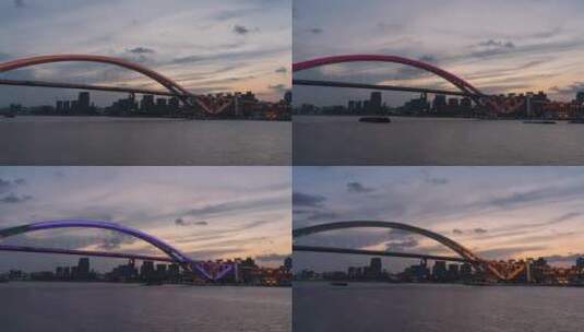 上海卢浦大桥·延时摄影（原素材晚霞版高清在线视频素材下载