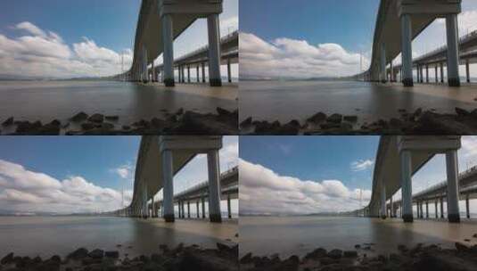深圳湾大桥海平面慢门延时高清在线视频素材下载