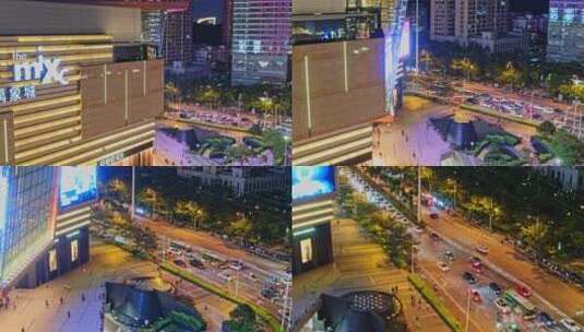 广西南宁城市商圈万象城夜景航拍高清在线视频素材下载