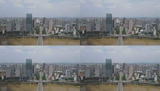 城市航拍湖南株洲大桥高清在线视频素材下载