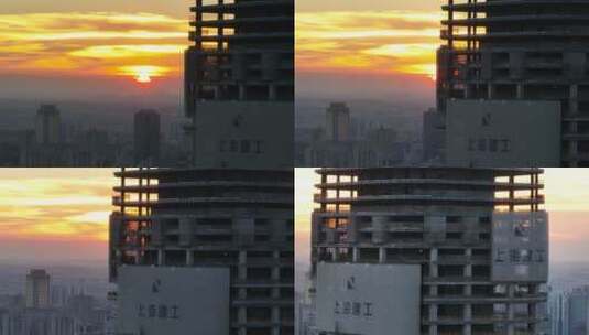 城市日落航拍空镜高清在线视频素材下载