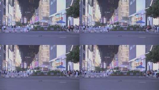 南京路步行街人流车流夜景8K实拍高清在线视频素材下载