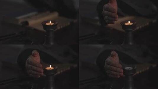 古代文人吹灭蜡烛高清在线视频素材下载