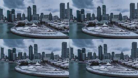 航拍城市雪景高清在线视频素材下载