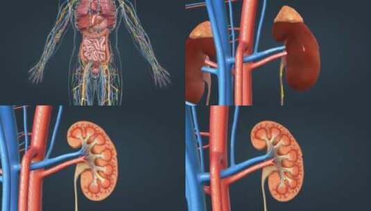 医学人体泌尿系统肾脏肾盂肾盏体新陈代谢高清在线视频素材下载