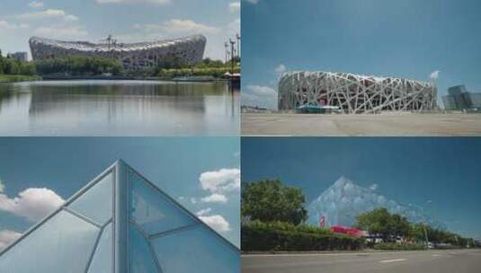 北京首都鸟巢水立方奥林匹克奥运会标志高清在线视频素材下载