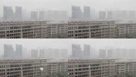 下雪天现代城市建筑高清在线视频素材下载