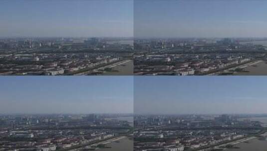 航拍武汉城市清晨迷雾竖屏高清在线视频素材下载