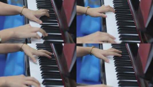 美女钢琴演奏手部特写高清在线视频素材下载