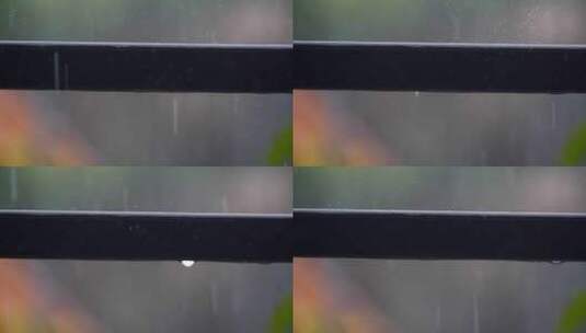唯美下雨天雨滴溅起水花高清在线视频素材下载