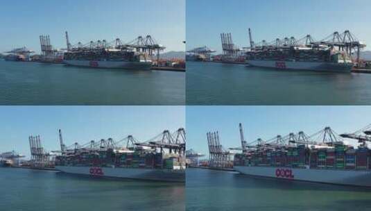 深圳盐田港码头货轮卸货大景前进高清在线视频素材下载