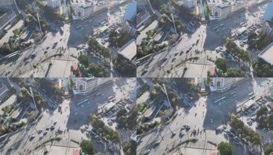 昆明城市十字路口交通航拍高清在线视频素材下载