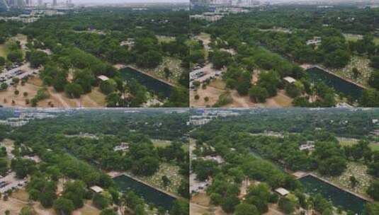 河流周围公园的空中拍摄高清在线视频素材下载