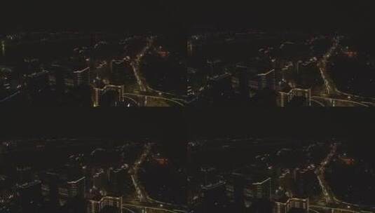 杭州市复兴路秋石高架夜景航拍高清在线视频素材下载
