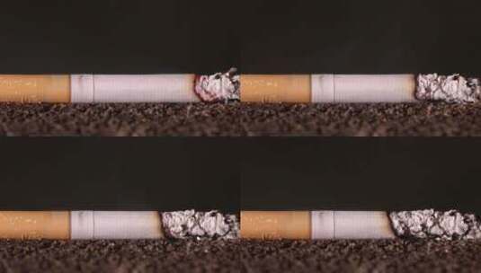 香烟在地面快速燃烧高清在线视频素材下载