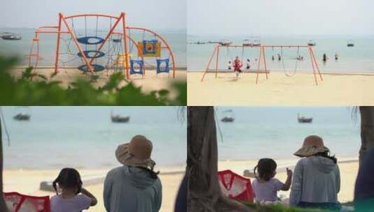 海边游玩便民游乐设施高清在线视频素材下载