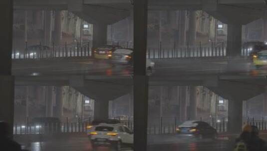 下班人群 城市车流 城市夜晚空镜高清在线视频素材下载