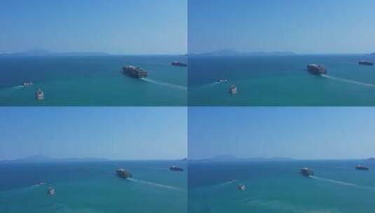 深港海湾海运货船出港海上运输G高清在线视频素材下载