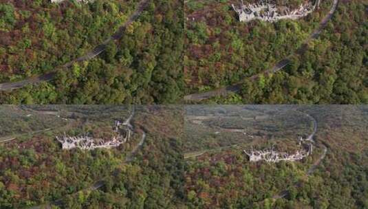 阳光明媚的一天，德拉加山谷山顶上的Dvigrad废墟，空中高清在线视频素材下载