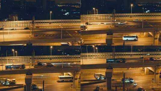 上海南北高架车流夜景高清在线视频素材下载