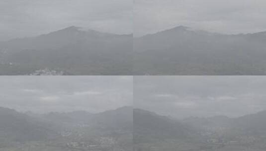 黄山呈坎村落远山航拍4k灰度素材高清在线视频素材下载