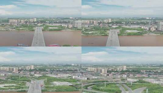 衡阳市船山大道湘江大桥竖屏航拍高清在线视频素材下载