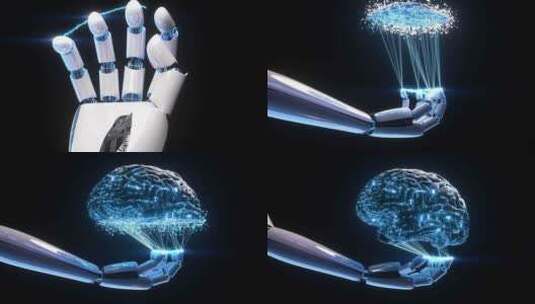 人工智能 机器人手 大脑生长高清在线视频素材下载