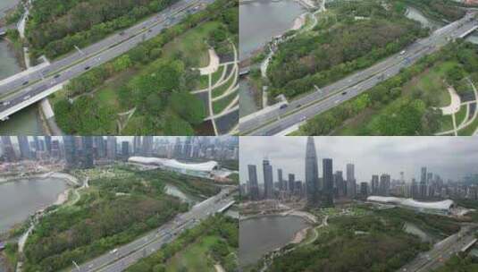 深圳南山滨河大道-城市车流高清在线视频素材下载