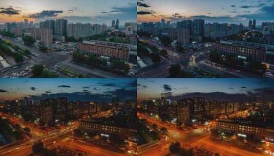 北京风光 金台路高视角日转夜高清在线视频素材下载