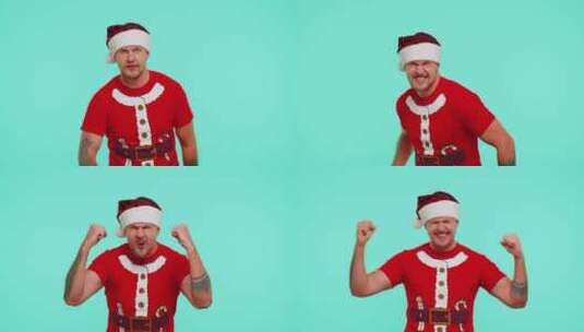 圣诞节倒计时节日庆祝男人倒数从五到一跳舞高清在线视频素材下载