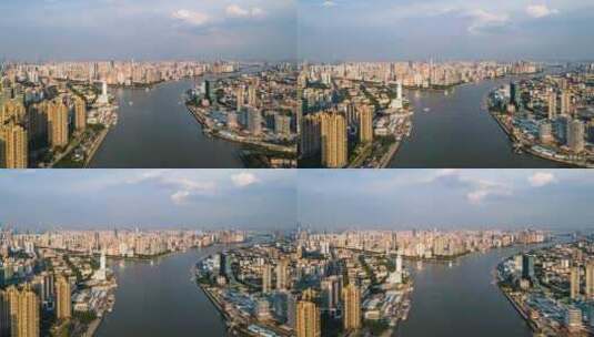 广州荔湾白鹅潭商务区城市天际线延时航拍4k高清在线视频素材下载