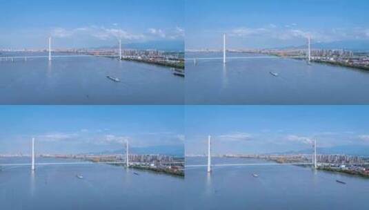 江西九江二桥航拍延时高清在线视频素材下载