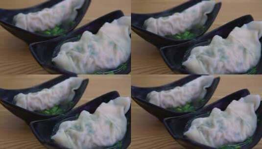 海鲜水饺鲅鱼水饺精美摆盘高清在线视频素材下载