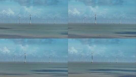 海面风力发电航拍高清在线视频素材下载