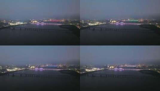 南昌赣江城市夜景航拍高清在线视频素材下载