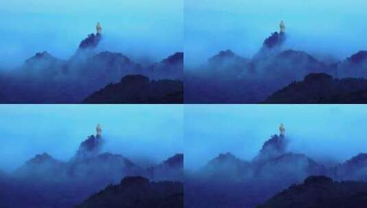 雨雾朦胧梦幻山城重庆南山大金鹰高清在线视频素材下载