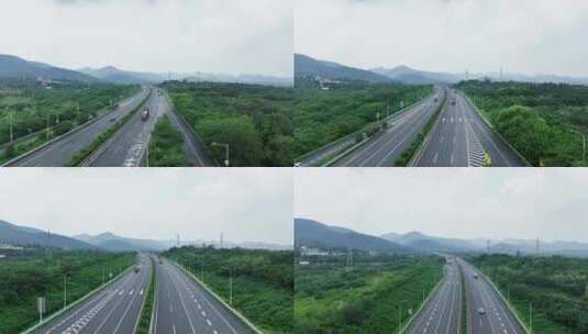 南京老山服务区沪陕高速公路航拍高清在线视频素材下载